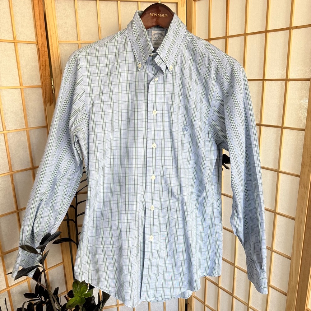 Brooks Brothers Blue and Green Dress Shirt Classic Cotton